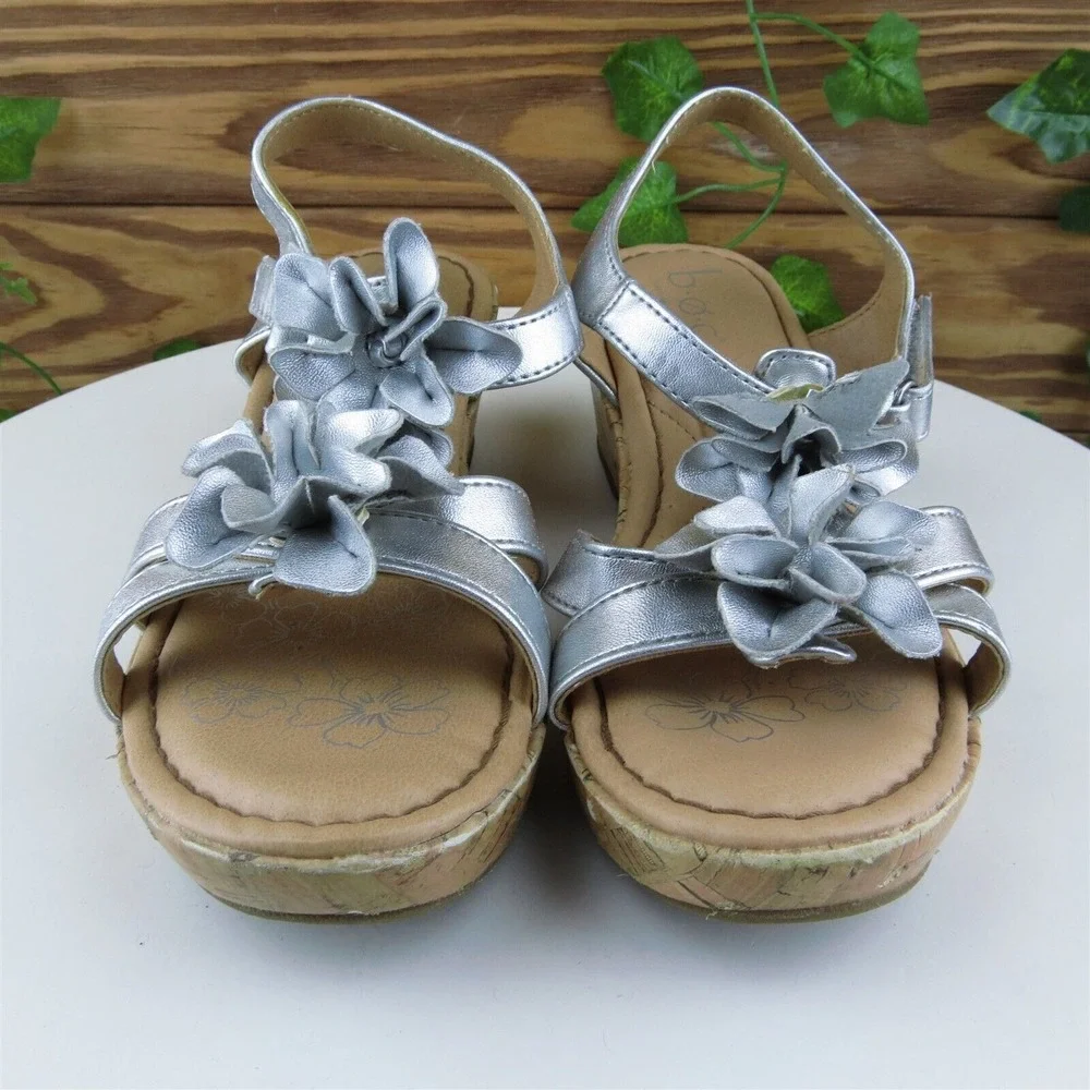 Born Concept Sz 2 Shoes‎ Girls Youth Gladiator Silver Synthetic Hook & Loop